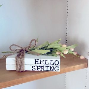 Spring farmhouse bookstack